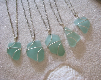 Collares de cristal de mar, cristal de playa verde espuma de mar, joyería de boda color aguamarina