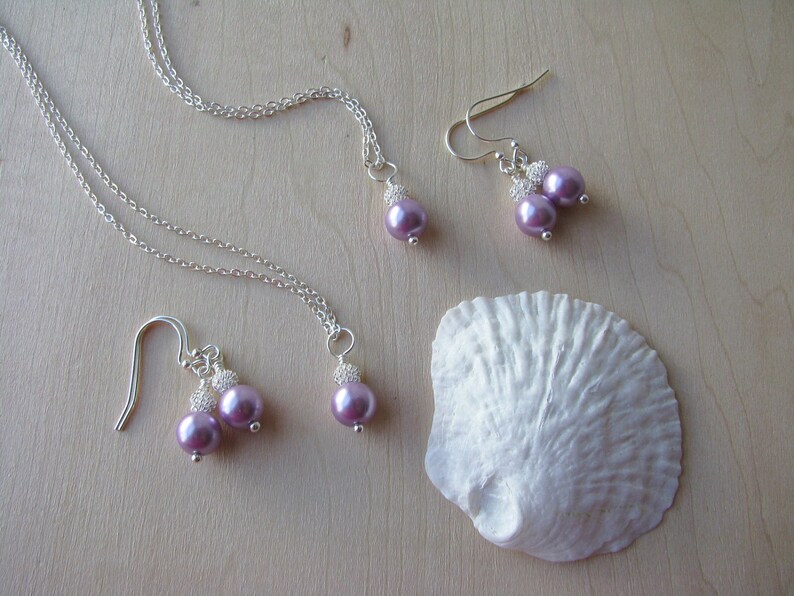 Purple Jewelry Wedding Jewelry Bridesmaid Sets Lilac Necklace Etsy