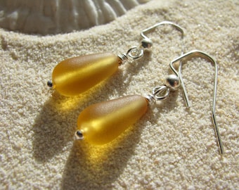 Boucles d’oreilles jaunes les demoiselles d’honneur bijoux jaune mer verre boucles d’oreilles mariage bijoux de mariage