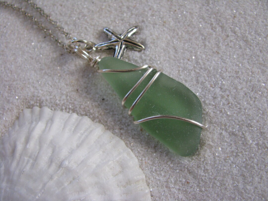 Sage Green Sea Glass Necklace Made With Natural Real Sea Glass - Etsy