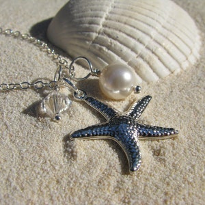 Bridesmaid Jewelry White Wedding Necklaces with Starfish Charm Beach Destination Wedding Jewelry image 3