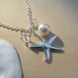 Bridesmaid Jewelry White Wedding Necklaces with Starfish Charm Beach Destination Wedding Jewelry image 5