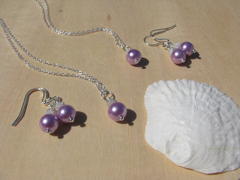 Purple Jewelry Wedding Jewelry Bridesmaid Sets Lilac Necklace Etsy