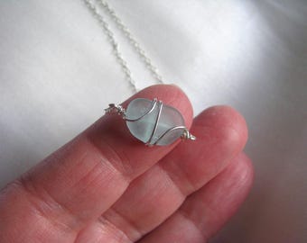 Gargantilla náutica minimalista, delicado collar de cristal marino azul, regalo para ella