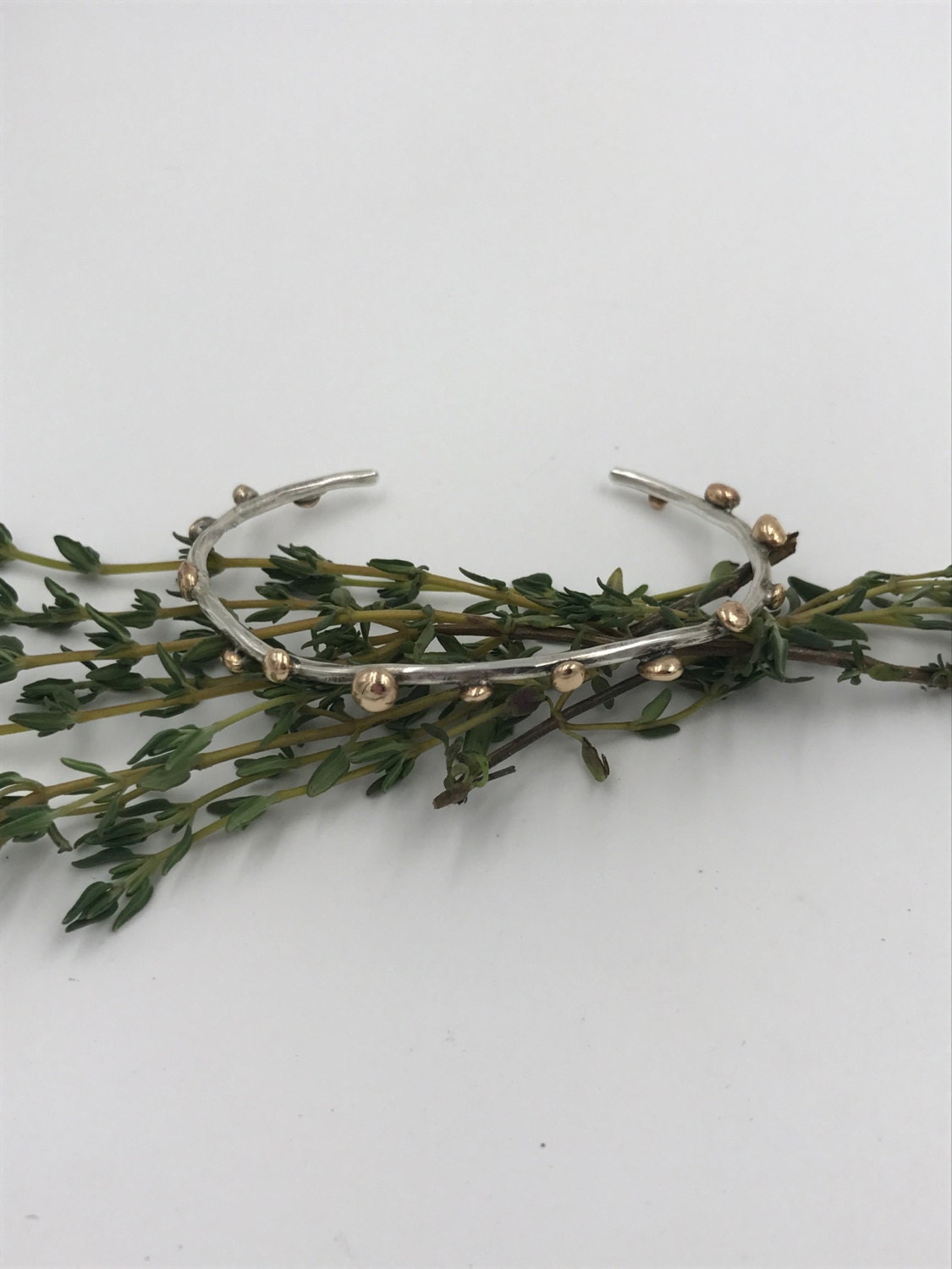 Pretty Vine Sterling Silver Cuff Bracelet with Bronze Accents Etsy