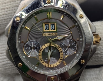 Rare Seiko Kinetic Perpetual Calendar Watch - Two-Tone Elegance - Advanced Japanese Engineering Meets Timeless Design