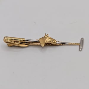 Vintage Hickok Polo Horse Tie Clip: 1950s Gold Equestrian Tie Bar