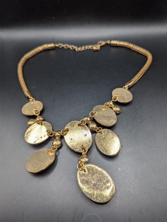 1960s Red Lucite Bib Necklace, Rhinestone Goldton… - image 4