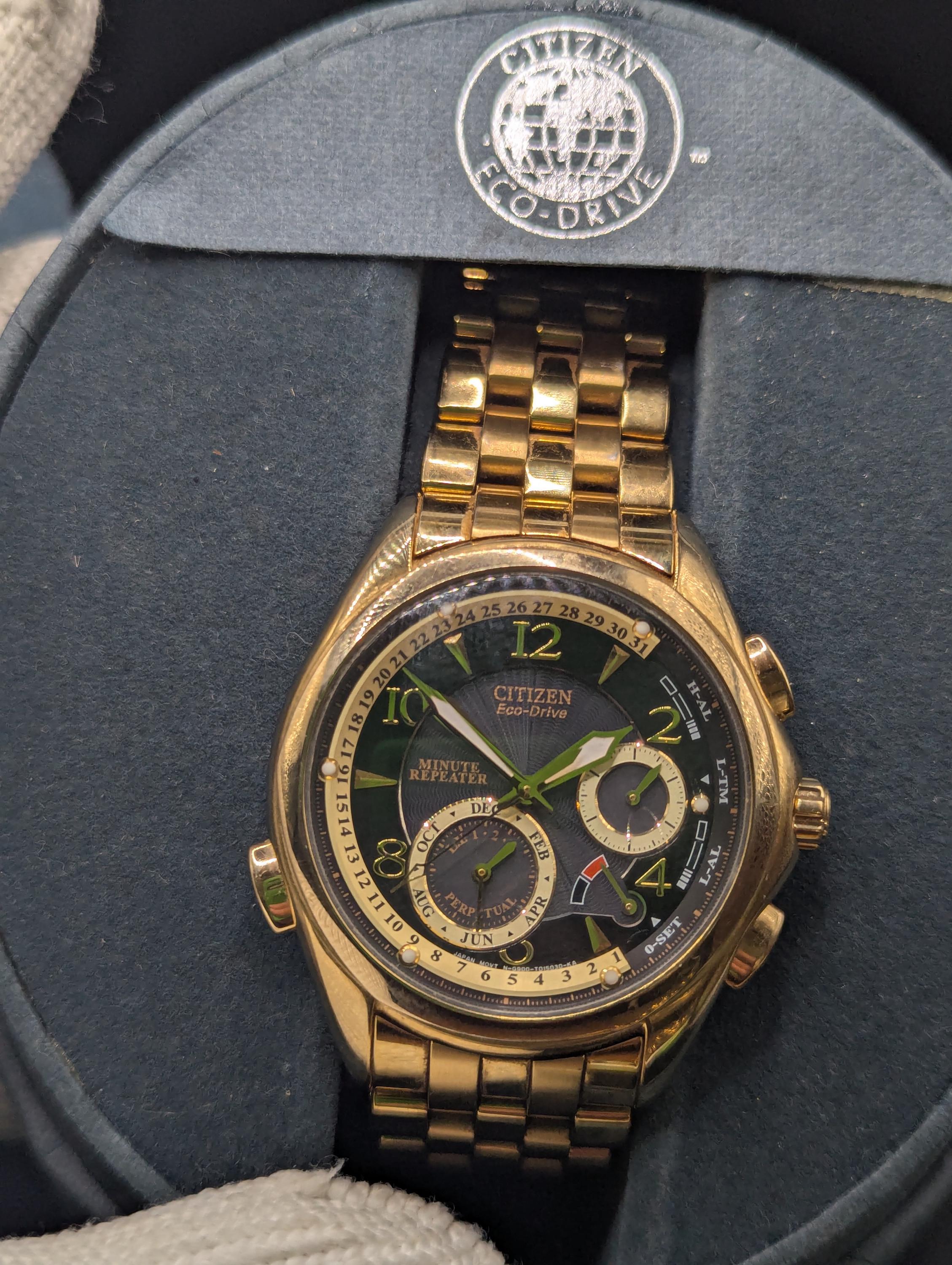 CITIZEN Eco-Drive 電波時計 メンズ腕時計【5048】 Rare Vintage 1998 Citizen Minute Repeater Eco-drive Complication