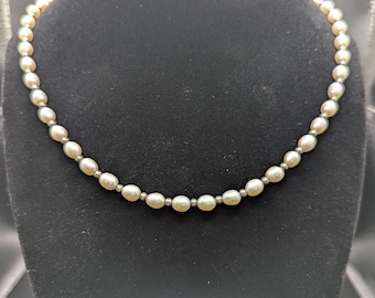 Vintage 1960s Sterling Silver Cultured Pearl Necklace 18