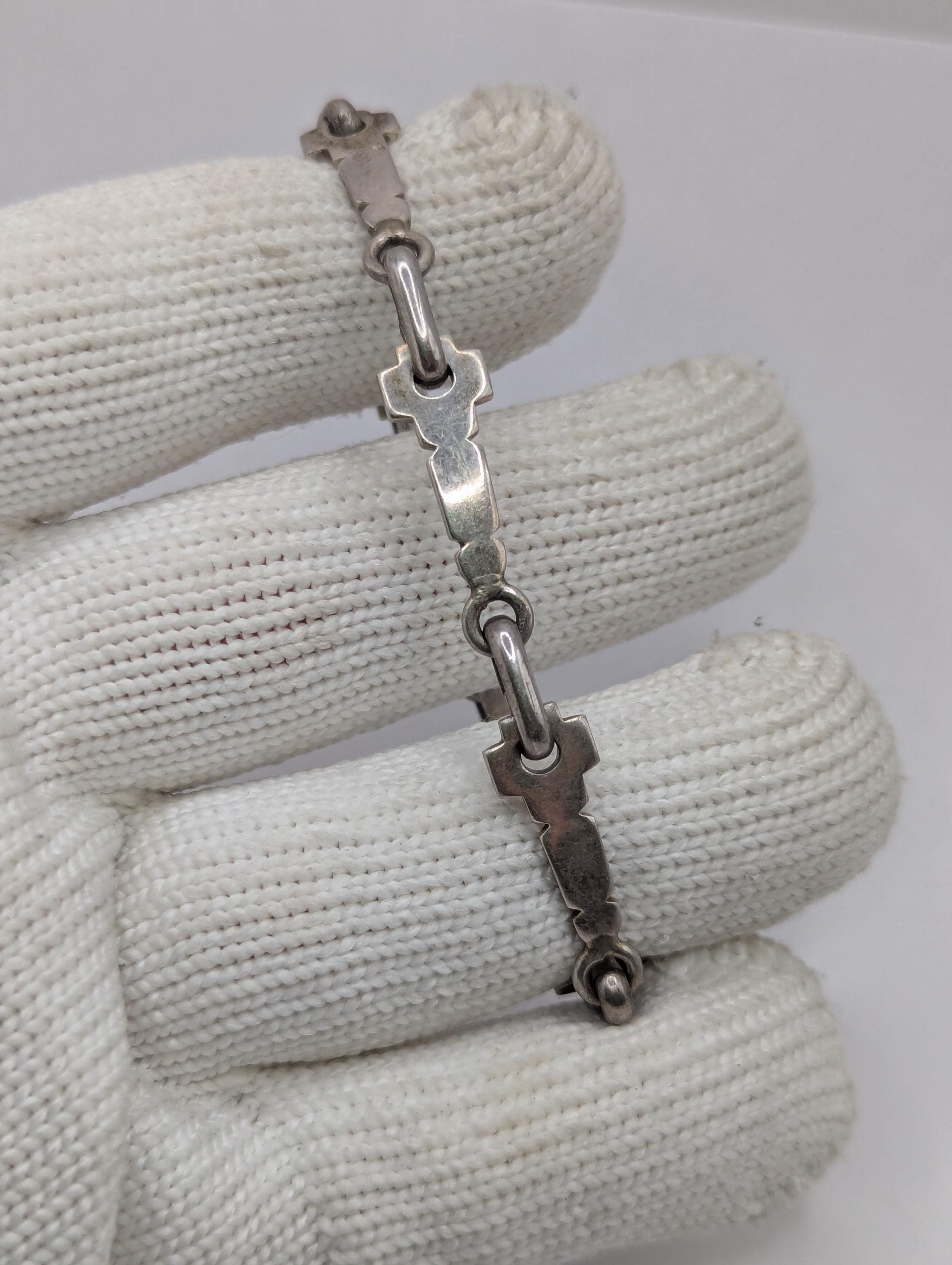 RAE Taxco Silver Bracelet: 1960s Mexican Sterling Geometric