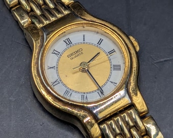 Orologio da donna Seiko vintage anni '90 - Orologio elegante con numeri romani placcato oro - Classica eleganza giapponese