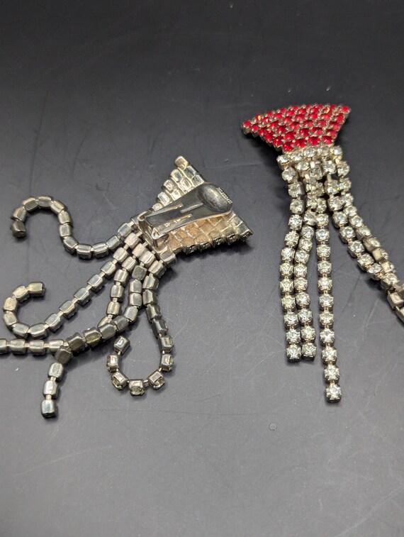 1950s Rhinestone Waterfall Clip Earrings: Ruby Re… - image 5