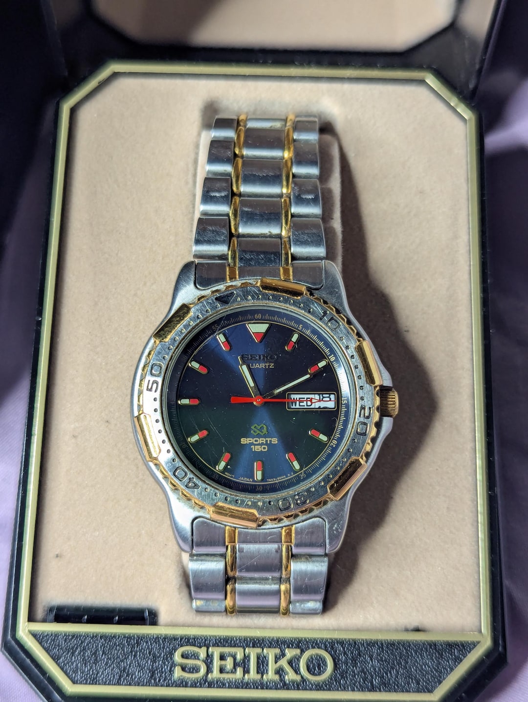 Vintage 1991 Seiko Sports 150 Diver Watch: Two-tone With Box