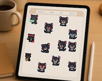 Adesivi Chibi del diavolo della Tasmania / Adesivi Kawaii di animali australiani (download digitale)