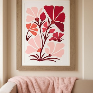 Pink Flower Wall Art Printable, Wall Art, Digital Prints, Wall Decor, Flower Print, Pink Decor, Home Decor, Posters, Trendy Posters