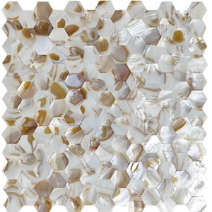 Dapple Hexagon Seamless Mother of Pearl Mosaic Tile for Bathroom Kitchen and Shower Wall Tile