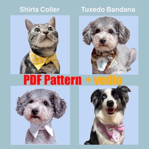 Dog Bandana & Shirt Collar PDF Sewing Pattern | Tuxedo Formal Dog Accessories | Digital Download