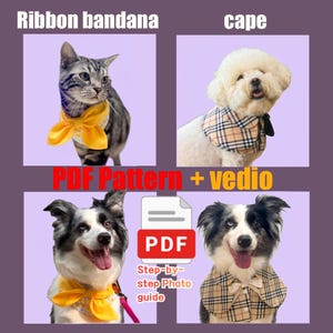 DIY Spring Dog Bandana + Cape Sewing Pattern: Ribbon Bow, All Sizes XS-3XL (PDF Download