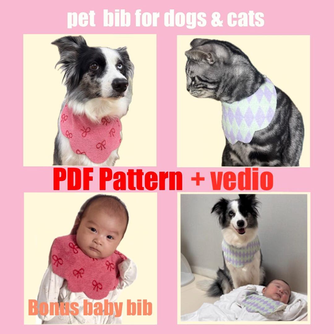 Bib Pattern Cat Pet&baby Bib Sewing Pattern PDF - Printable Pattern(dog,cats-3xl+baby ...