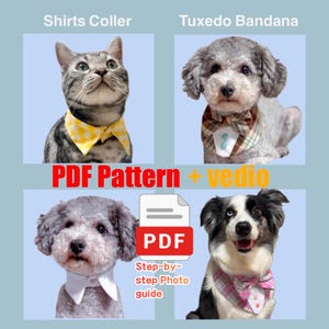 Patrón de costura en PDF para pañuelo y cuello de camisa para perros / Accesorios formales de esmoquin para perros / Descarga digital