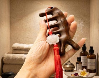 Personalized Sandalwood Dolphin Massage Comb, Engraved Wooden Scalp Massager, Gua Sha Acupressure Tool, Relaxation Gift for Mom