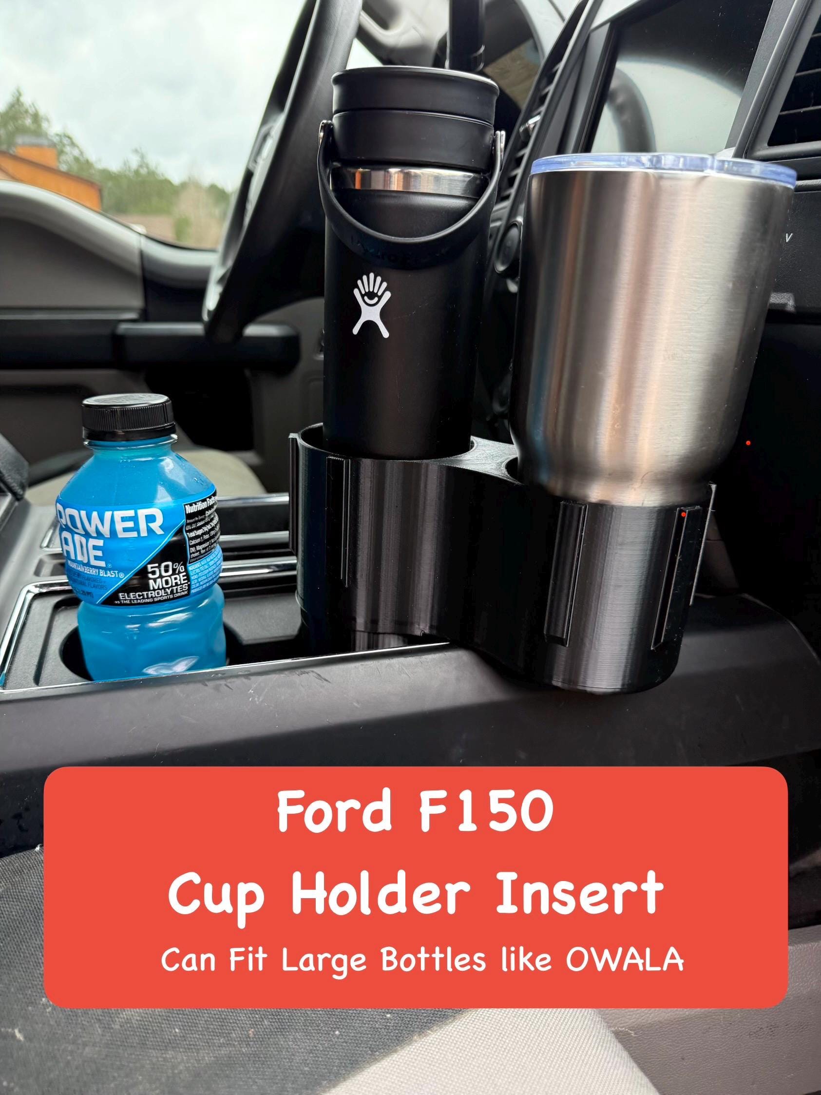 Ford F150 Holder Insert: 13th Gen (2015-2020) PETG 3D Print - Cup holder insert for vehicles