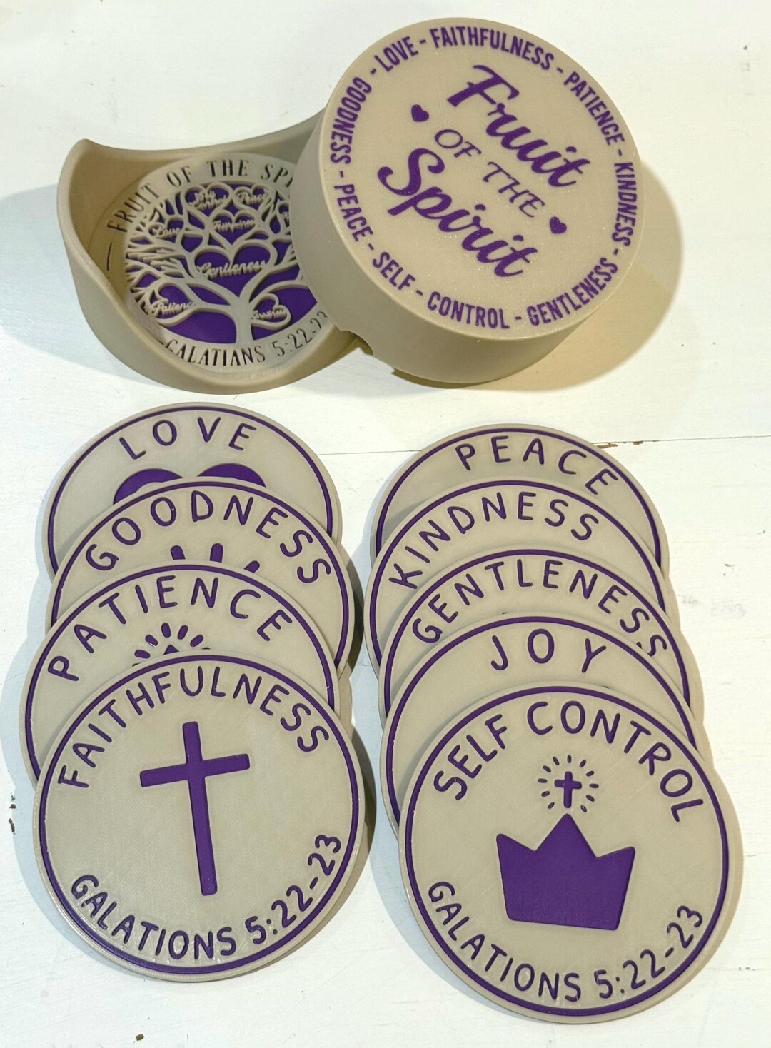 Fruits of the Spirit Coaster Set – 3D Printed Christian Gift - Etsy