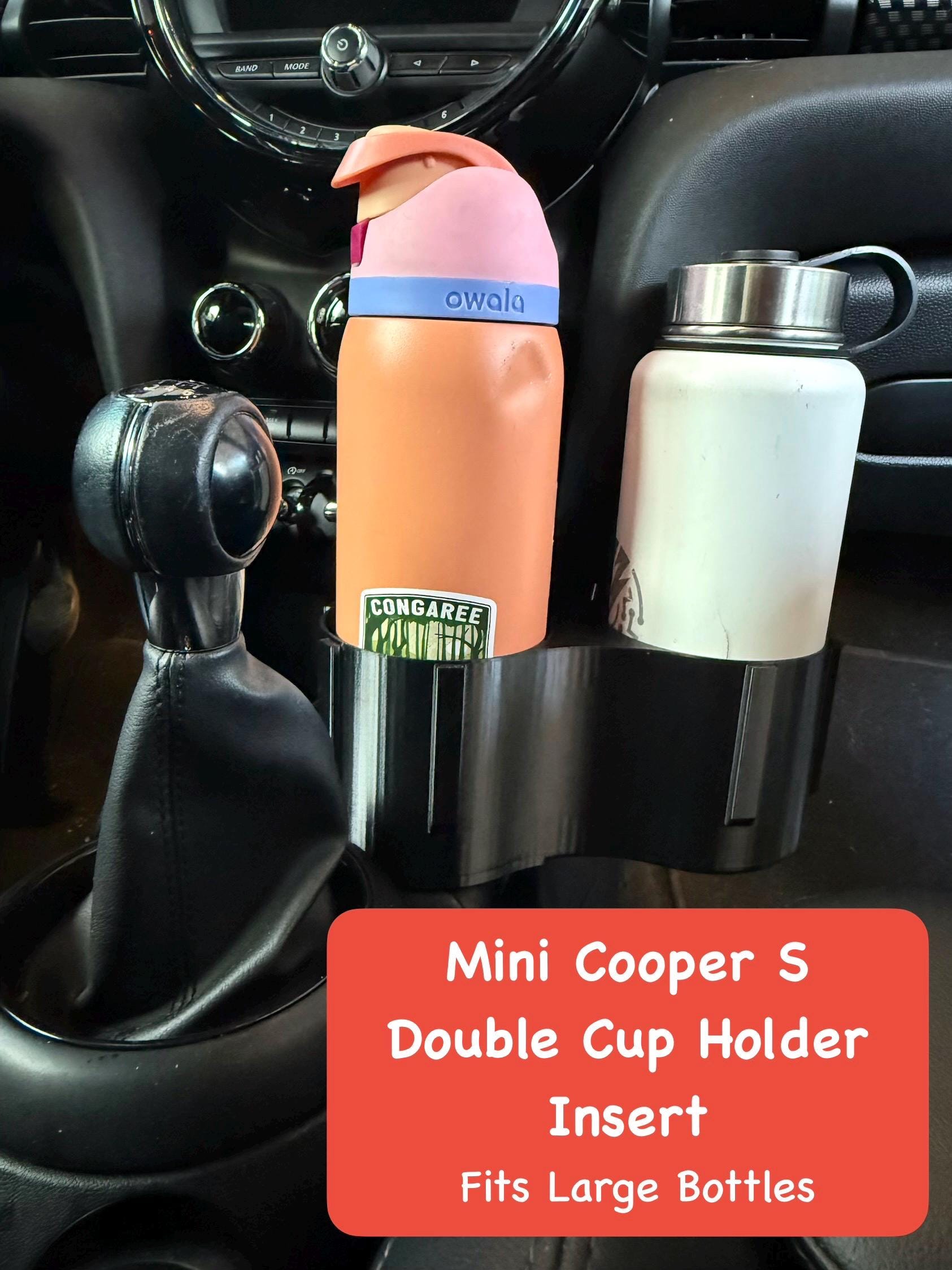 Mini Cooper S Double Cup Holder Insert: 3rd Gen (2014-2023) PETG - Cup holder insert for vehicles