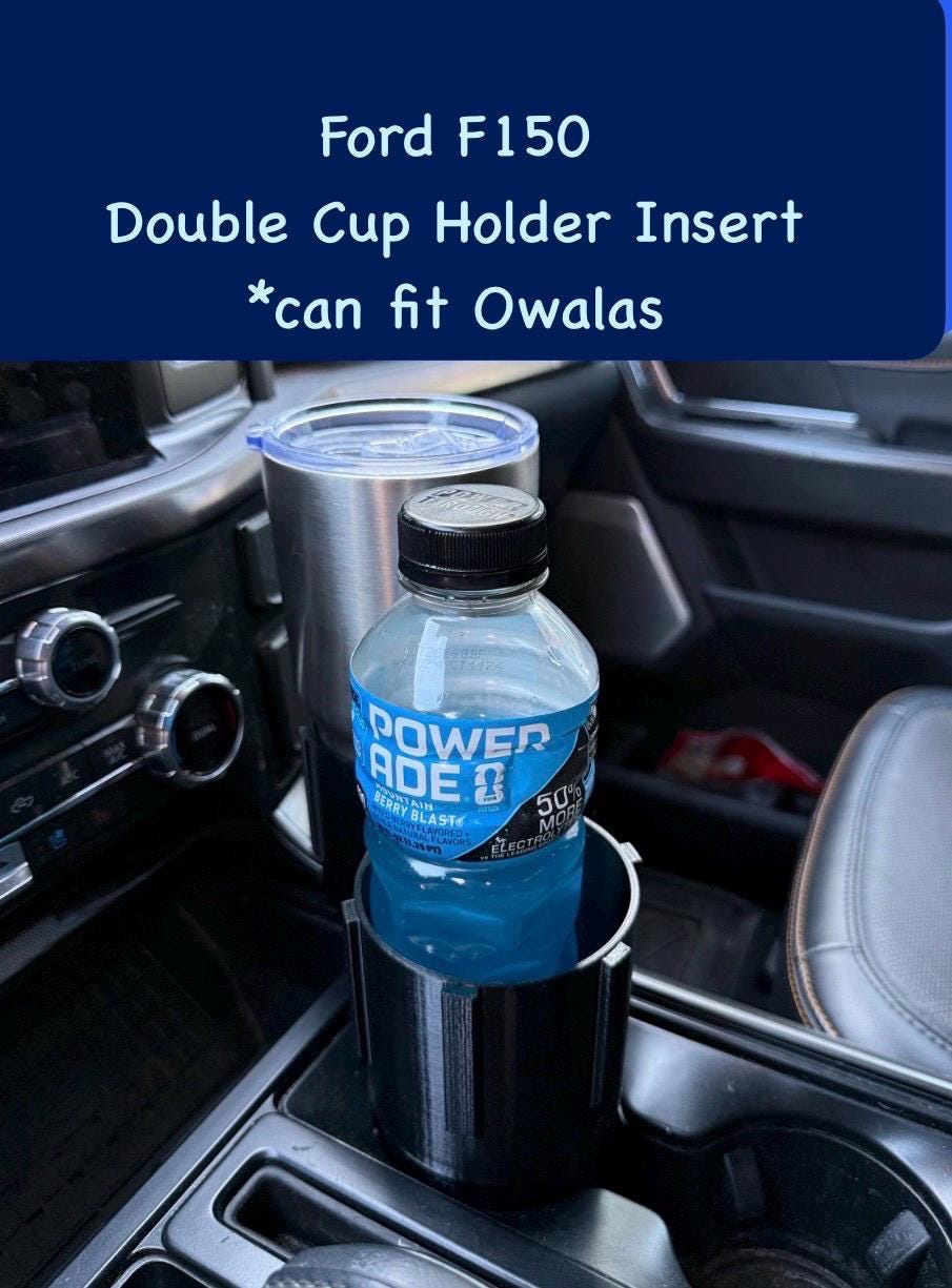 Ford F150 Cup Holder Insert: 14th Gen (2021-Present) PETG 3D Print - Cup holder insert for vehicles