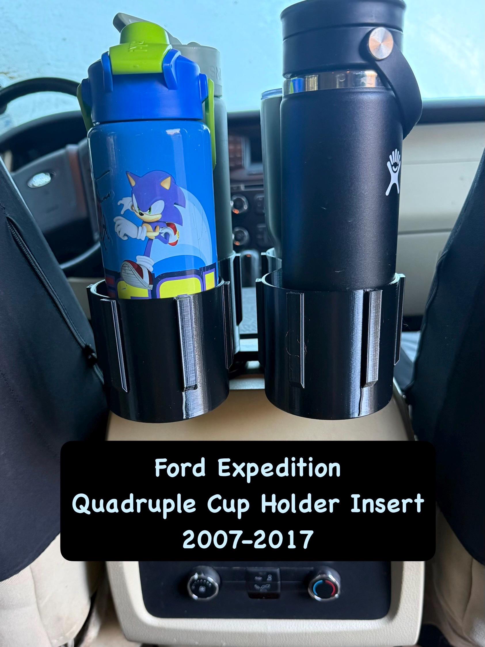 Ford Expedition QUADRUPLE Cup Holder Insert: 3rd Gen (2007-2017) PETG - Cup holder insert for vehicles