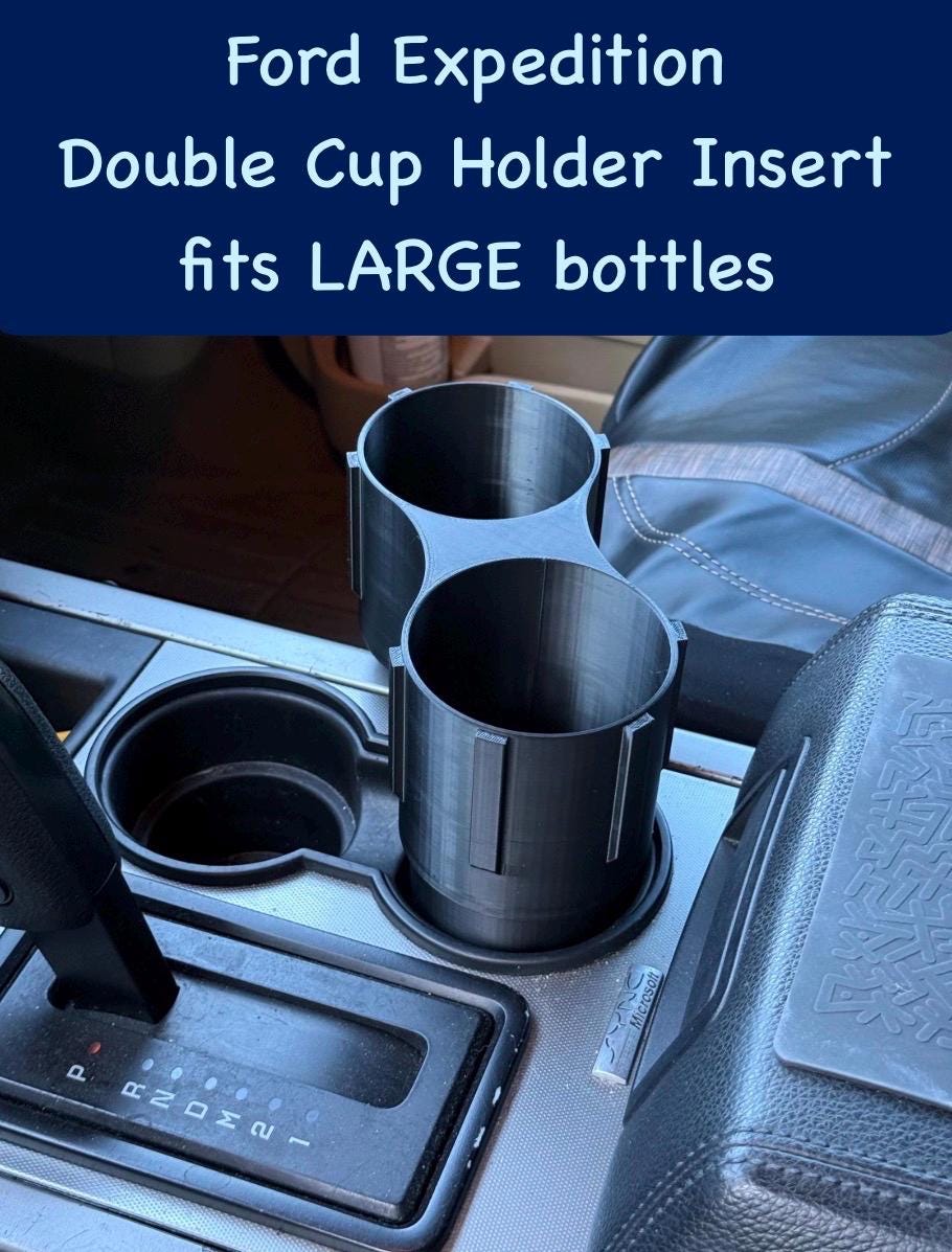 Ford Expedition Double Cup Holder Insert: 3rd Gen (2007-2017) PETG - Cup holder insert for vehicles