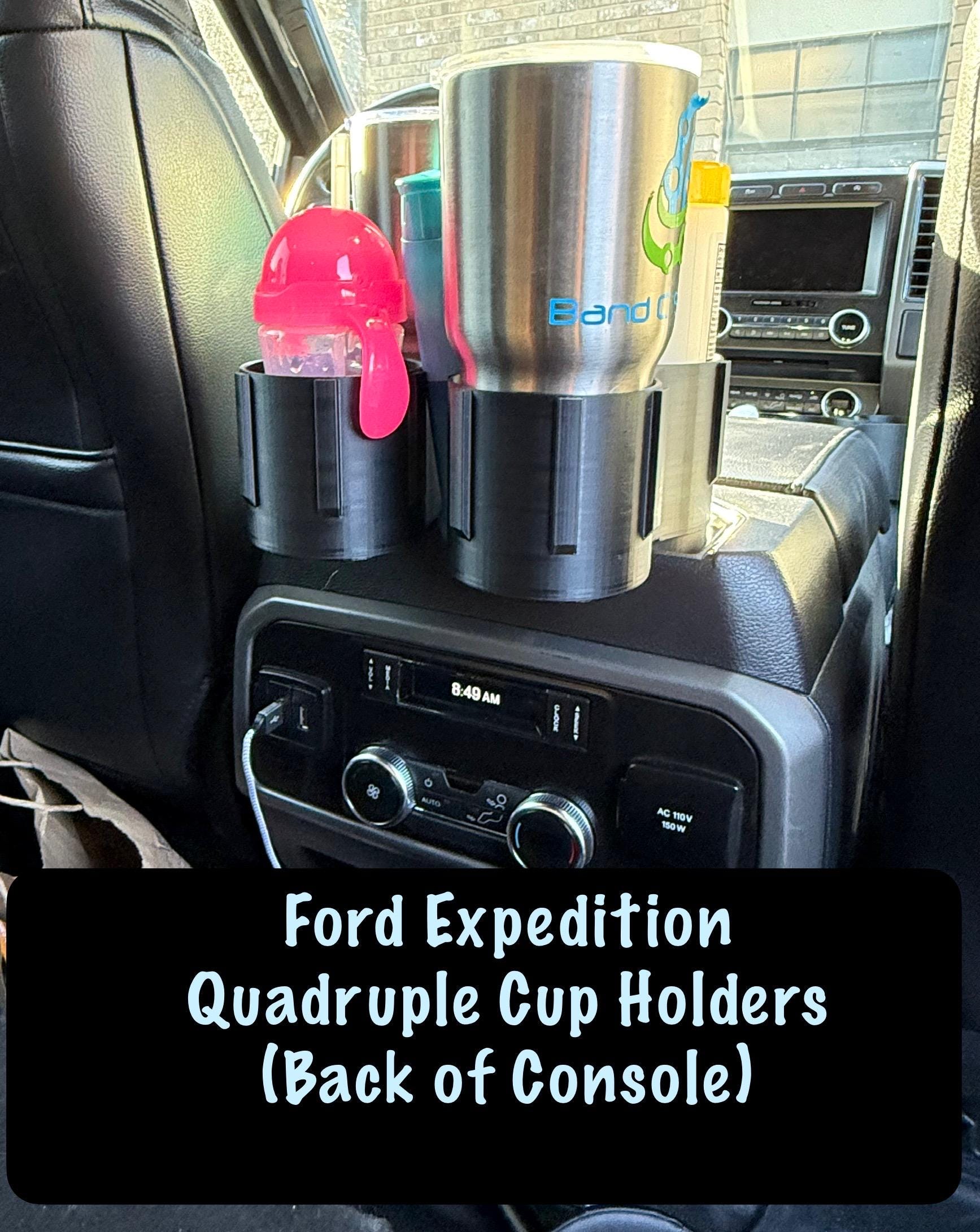 Ford Expedition QUADRUPLE Cup Holder Insert: 4th Gen (2018-2024) PETG - Cup holder insert for vehicles