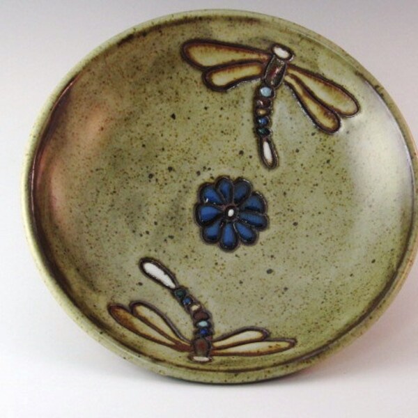 Bowl With Dragonflies And Flower In Center...RESERVED FOR JO