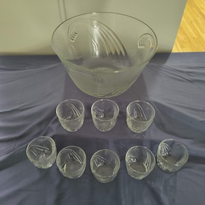 Vintage Anchor Hocking &quot;Jubilee&quot; Glas Bowle Set