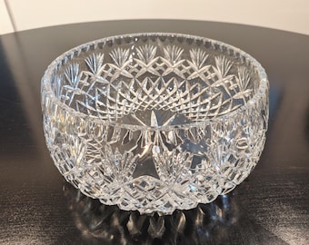 Vintage Cut Crystal Bowl | Starburst Pattern | Large Serving Dish