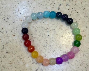 Rainbow Glass Bead Bracelet|Beaded Bracelets
