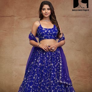 Royal Blue Lehenga choli wedding function chaniya choli lehenga for women sangeet wear  traditional party festive wear Bridesmaids WearGirls