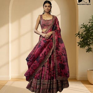 Pink color Lehenga Choli Oragnza embroidery lehenga Choli lehenga for Women sangeet wear chaniya choli party collection bridesmaid ghagara