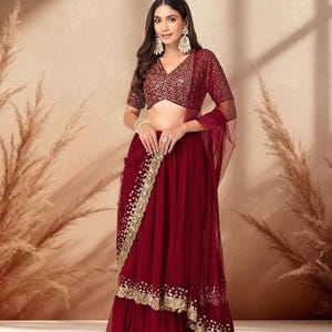 Attractive Red lehenga Choli Chaniya choli indian wedding lehenga choli ghagara choli readymade lehenga for women Lahenga For Her Bridemaids