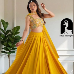 Yellow Lehenga Choli Haldi Wedding Function Lehenga Choli party wear reception function chaniya choli lehengas for girls ghagara choli
