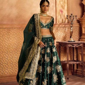 Teal green beautiful indian wedding function lehenga choli party wear ghaghra choli briadmaids lengha choli treditional wear lehanga choli