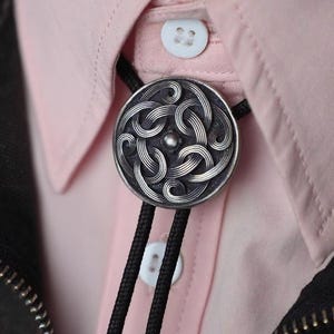Western Celtic Knot Bolo Tie Cowboy Necktie, Handmade Bolo Tie, Handcrafted Mens Bolo Tie, Leather Cowboy Necktie, Western Gifts for Her Him