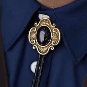 Retro Blue Sandstone Bolo Tie, Western Cowboy Necktie, Handmade Men&#39;s Bola BOLO Tie, Gifts for Him, Cowboy Bolo Tie for Men, Bridesmaid Gift