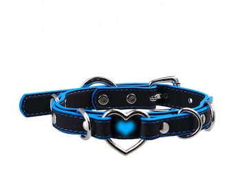 Choker con anello a cuore - Collare in pelle termocromica che cambia colore, collana gotica romantica
