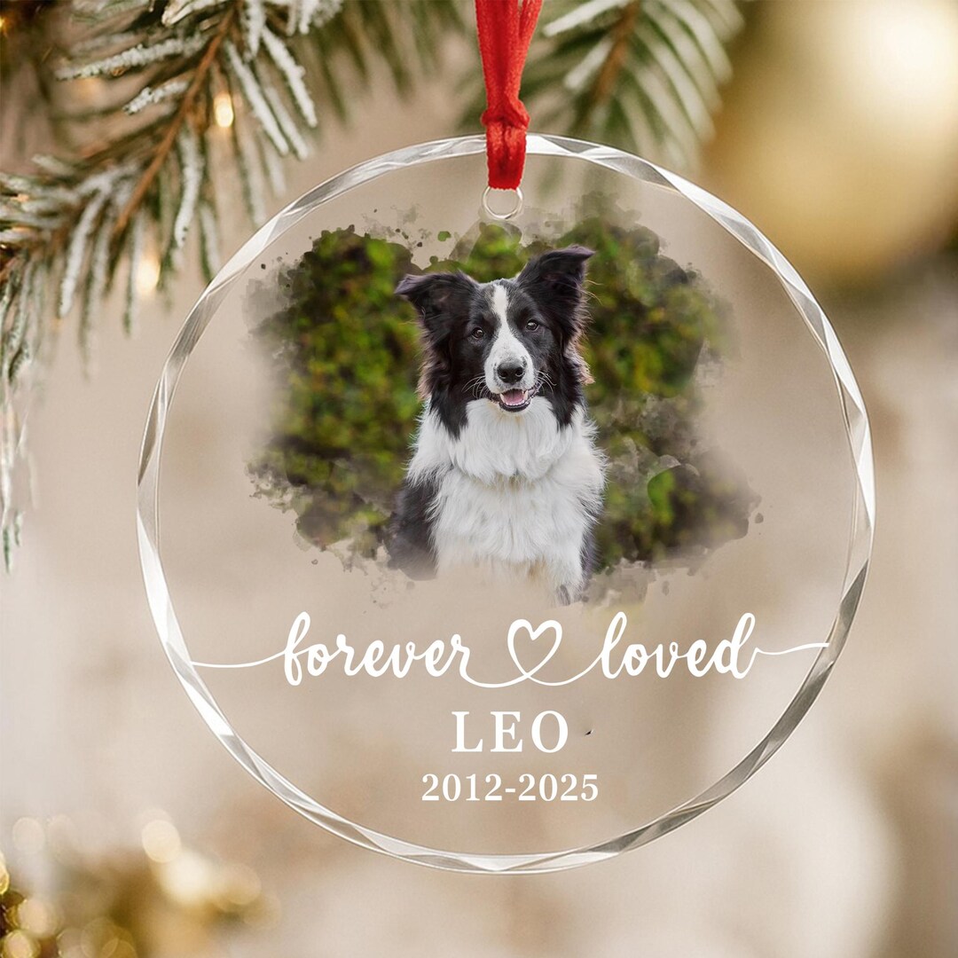 Personalized Dog Memorial Ornament, Loss of Pet Watercolor Photo Gift ...