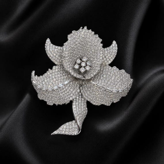 Handmade Orchid Brooch,  Antique Inspired Luxury Pin, Gemstone Wedding ,2-3 week will be restock soon