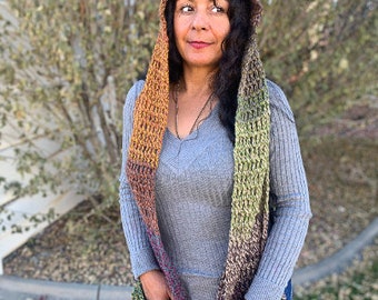 Fall Hooded Scarf With Pockets