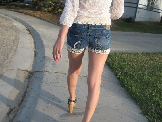 Lace Hollister Shorts W/ Pearls 