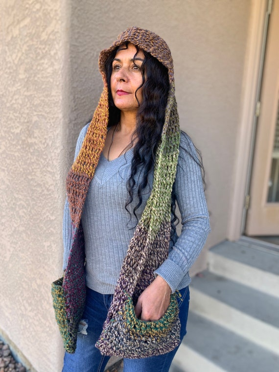 Fall Hooded Scarf With Pockets - Etsy